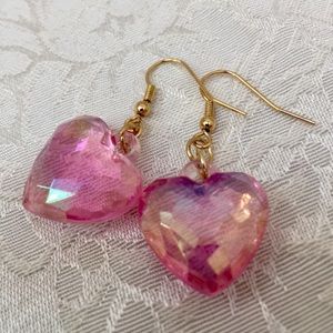 Pink Crystal Heart Pink Earring